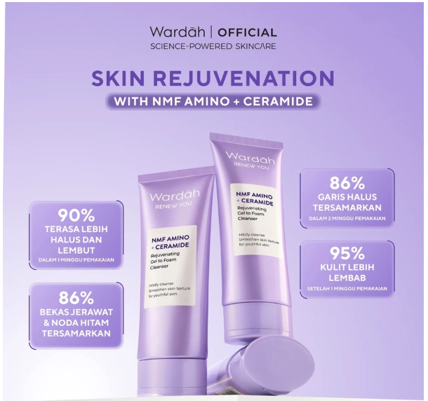 Paragon Technology and Innovation Wardah Renew You NMF Amino + Ceramide Rejuvenating Gel To Foam Cleanser 