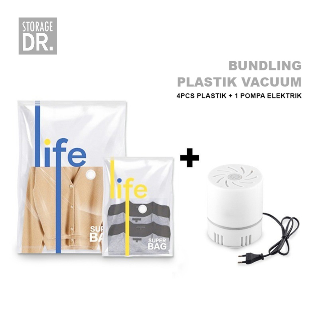 Dr. Storage Dr. Storage Plastik Vacuum Motif Life dan Pompa Elektrik Vakum 