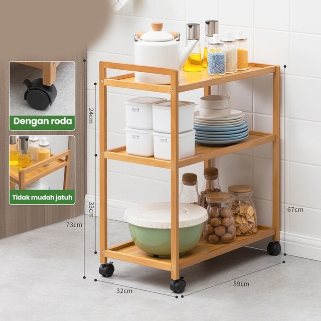 Dejavu Rak Dapur Susun Kayu HRK505