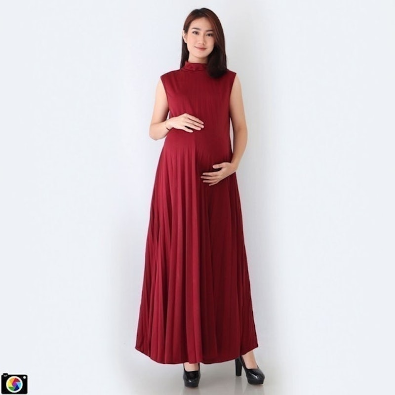 Eve Baju Hamil Pesta Dress Plisket 1
