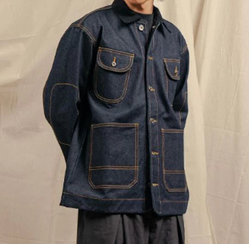 FUJI1995 X Distin Denim Black Indigo Chore Jacket 2