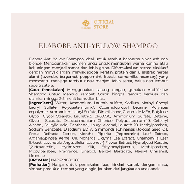 SeaHan Cosmetics Elabore Anti Yellow Shampoo