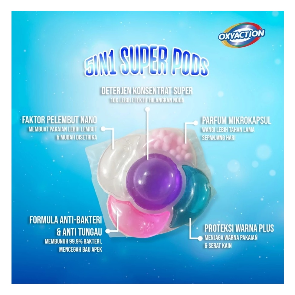  Hiflow Indonesia Jaya NEW OXYACTION Laundry Pods 5in1 Aroma Lavender