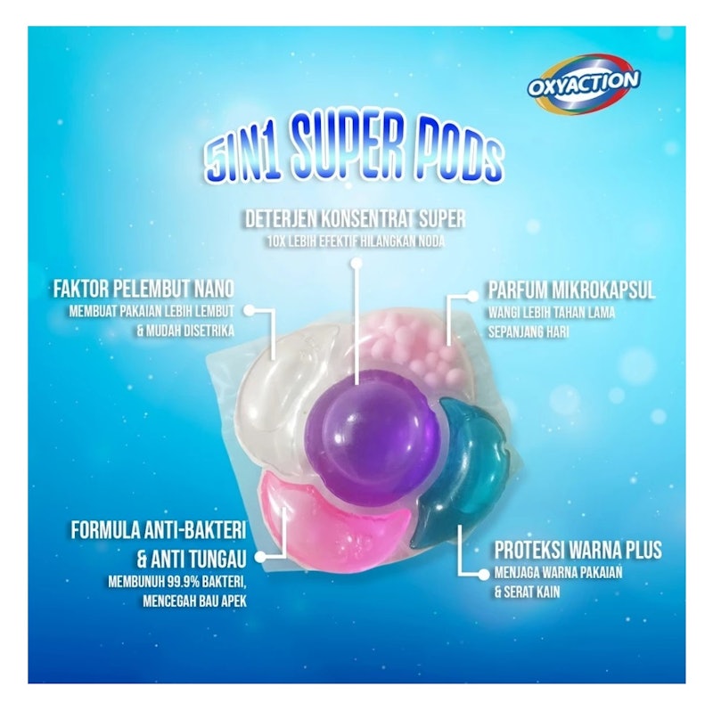 NEW OXYACTION Laundry Pods 5in1 Aroma Lavender 3