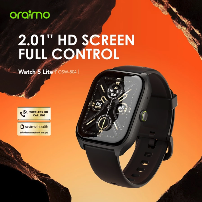 Transsion Holdings oraimo Watch 5 Lite 2.01" HD IP68 Smart Watch OSW-804