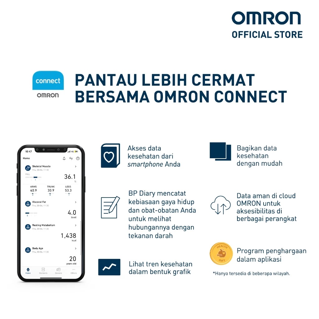OMRON Healthcare Indonesia OMRON Timbangan Berat Badan Digital Bluetooth HN-300T2