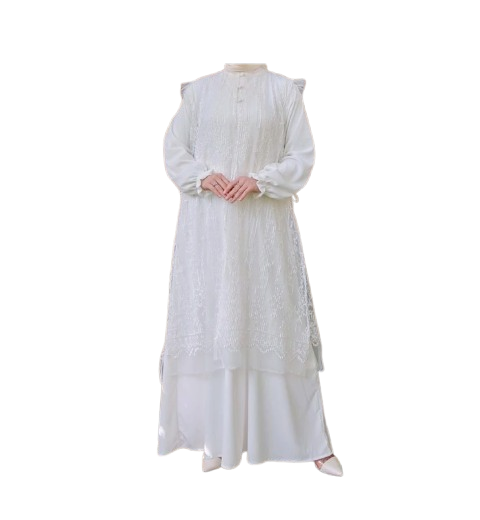 ZM Zaskia Mecca Zeta Gamis Wanita White Series Binar Samudra
