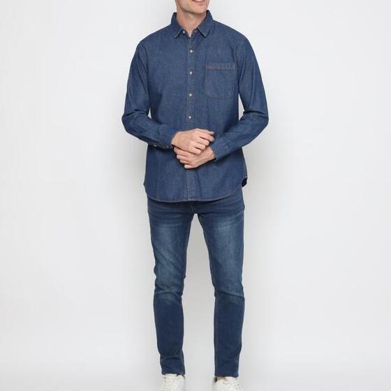 Citra Agung Busana Platini Kemeja Pria Lengan Panjang Denim Biru 76422