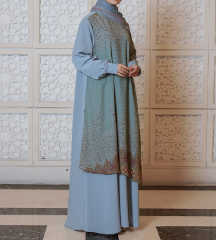 Elzatta Gamis Sarimbit Couple Geo Al-Bukhari Series Aqua Blue 2