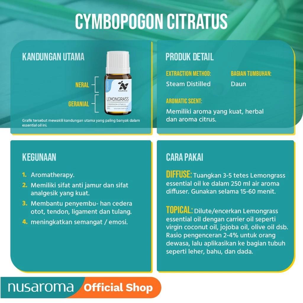 Nusaroma Essential Indonesia Nusaroma Lemongrass Essential Oil