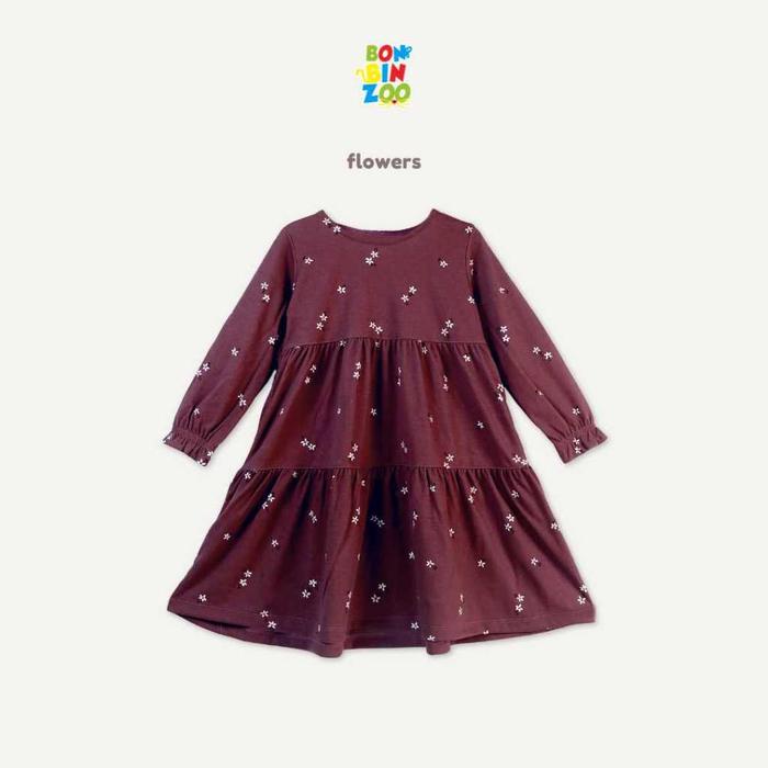 Bonbinzoo Dress Ruffle Anak Perempuan Lengan Panjang 2