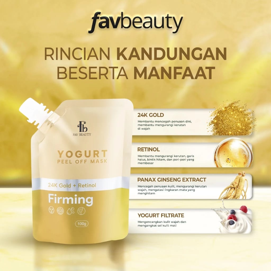 Cahaya Ayu Abadi FAV Beauty Yogurt Firming Peel Off Mask 24K Gold + Retinol 