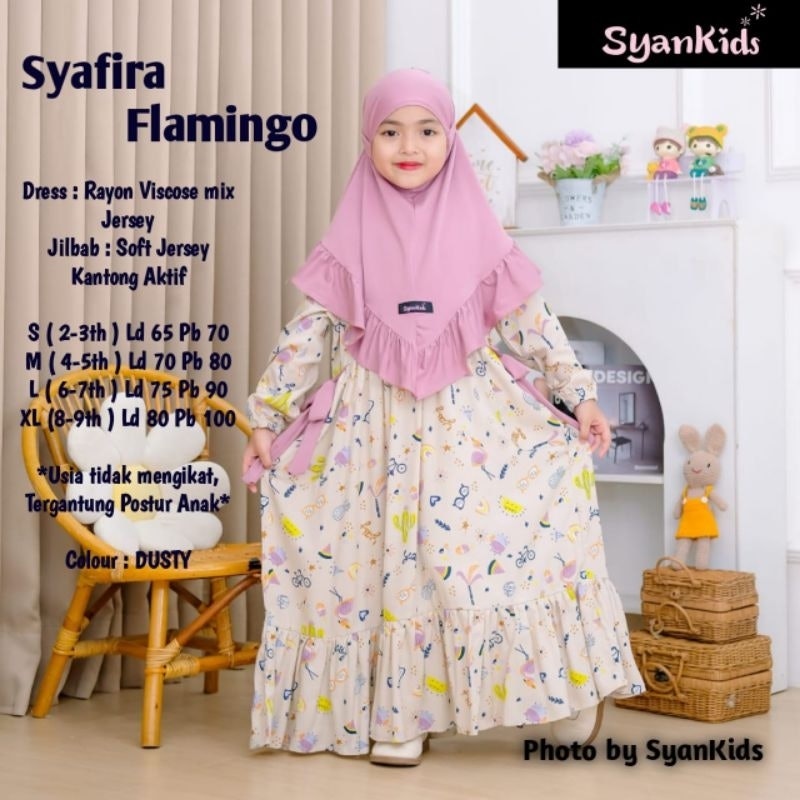 SYANKIDS Gamis Anak Syafira Flamingo Set 2