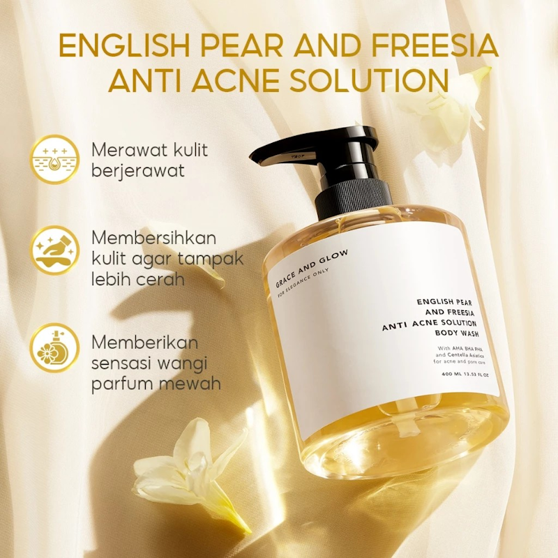 Grace and Glow English Pear and Freesia Anti Acne Solution Body Wash 3