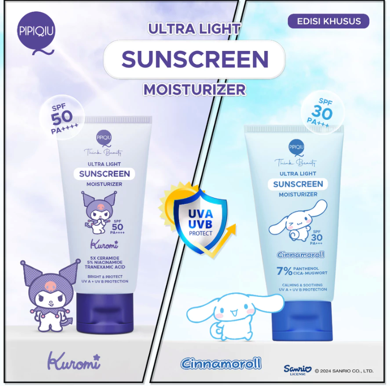 Javinci Berkat Kreatif Sentosa Pipiqiu Ultra Light Sunscreen Moisturizer Bright & Protect SPF 50 PA++++ KUROMI
