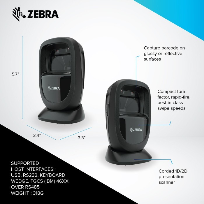 Zebra Technologies Zebra 2D Wire Barcode Scanner  DS9308