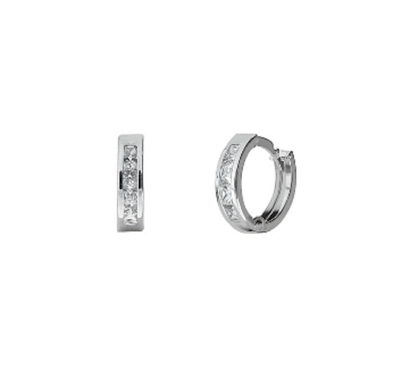 Princess Cut Doughnut Earrings 17K White Gold 1