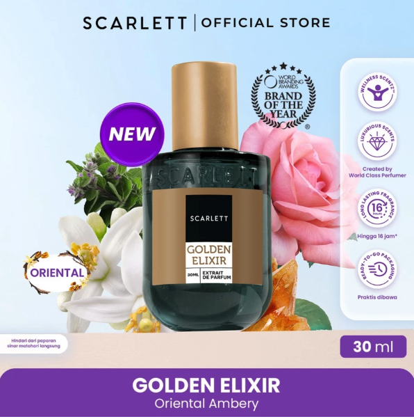 Opto Lingkar Sejahtera Scarlett Whitening Extrait De Parfum Golden Elixir 