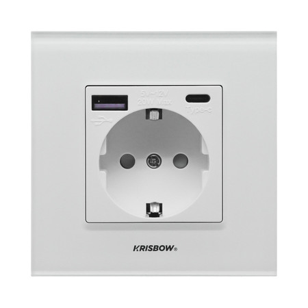 AZKO KrisbowⓇ Stop Kontak Dinding Glass Frame Putih