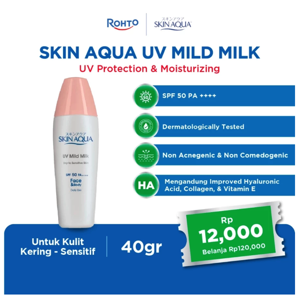 Rohto Laboratories Indonesia Skin Aqua UV Mild Milk SPF 50 PA++++