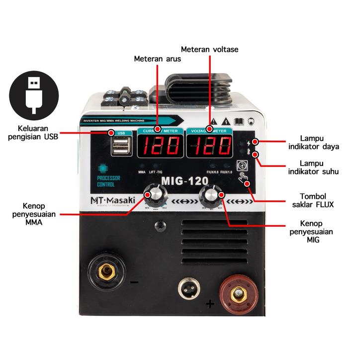  MT MASAKI 3in1 Welding Machine IGBT DC Inverter Mig 120A