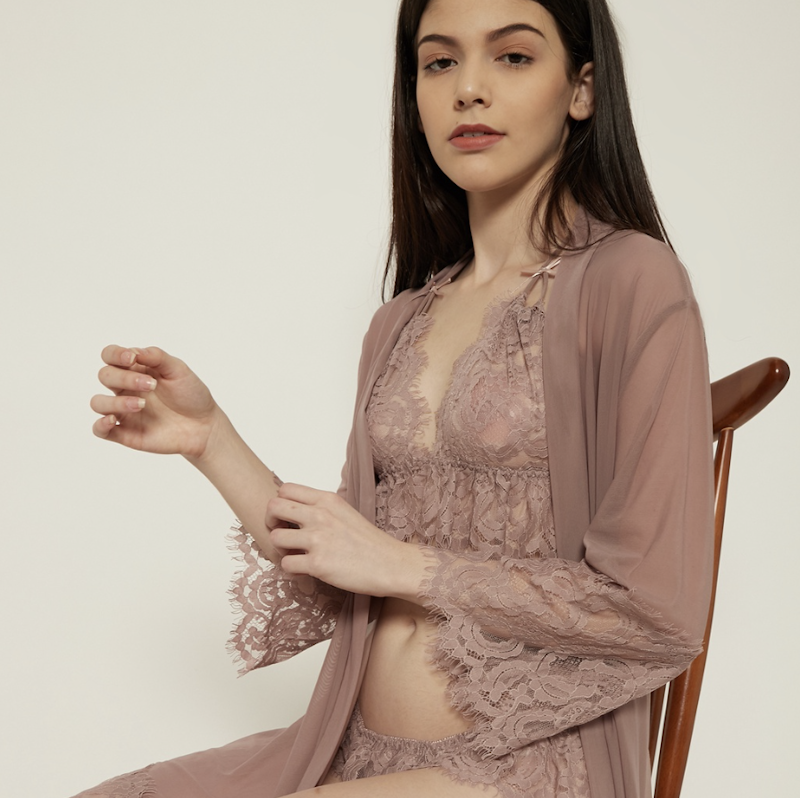 Tara 3-Pieces Lingerie Bra Kimono Set 2