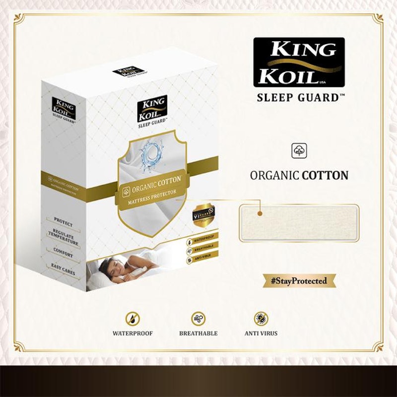 King Koil Mattress Protector Sleep Guard Organic Cotton with Vi-Guard
