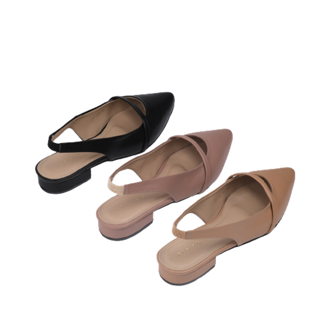 Fladeo B22 Sepatu Flat Sling Back Wanita LSB372-2WH