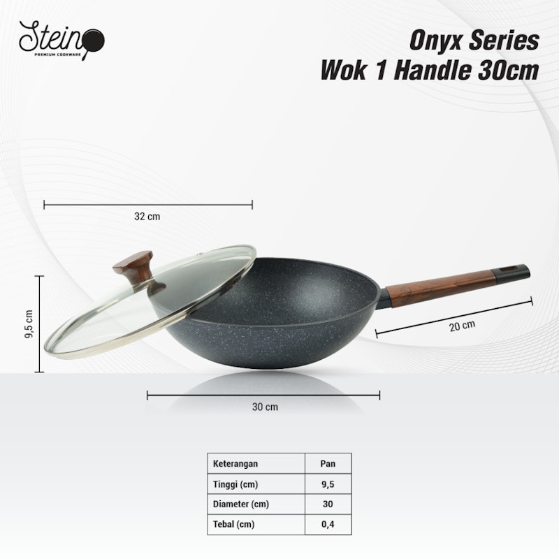 Stein Onyx Wok Pan German Greblon 30 cm Black 2