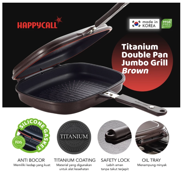 Happycall Indonesia HappyCall Titanium Double Pan Jumbo Grill 30 cm