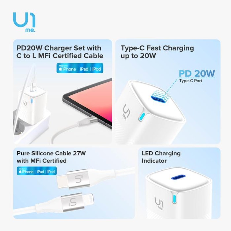 U1me. Power Charger PD20W with MFI Cable 4