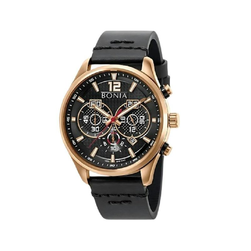 Bonia Black Dial Chronograph Leather Strap Analog 1