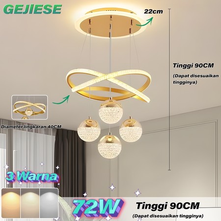  GEJIESE Lampu Gantung Aesthetic LED 3 Warna Emas