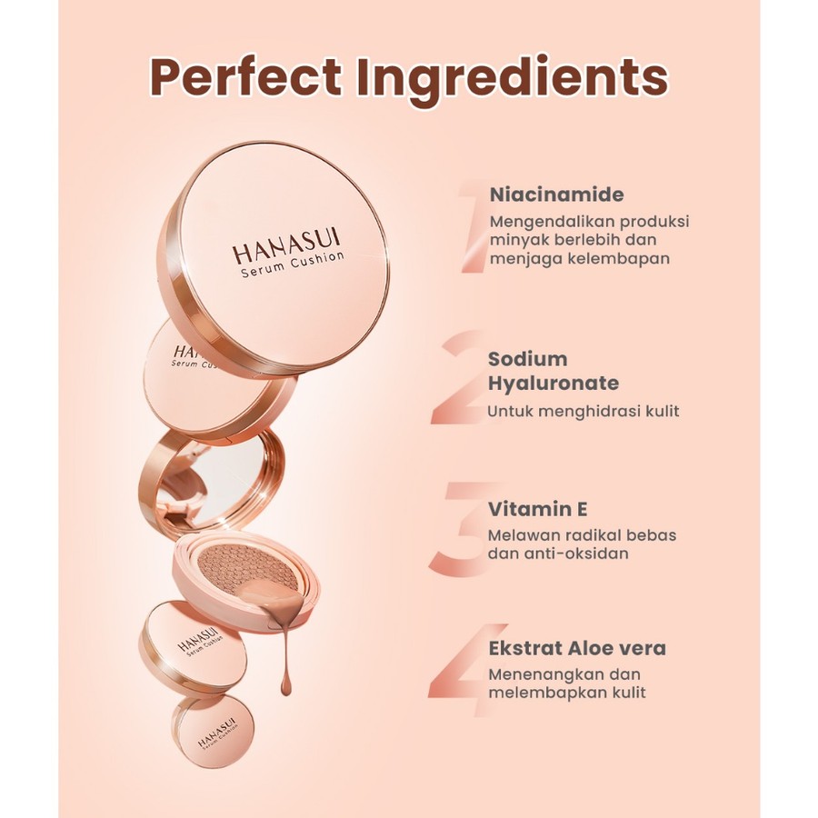 Eka Jaya Internasional Hanasui Flawless Serum Cushion 08 Creamy Beige