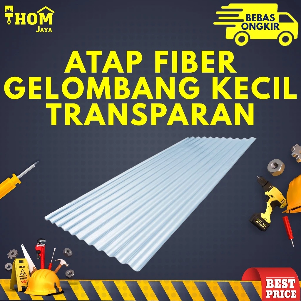  Thom Jaya Atap Fiber Gelombang Kecil Transparan