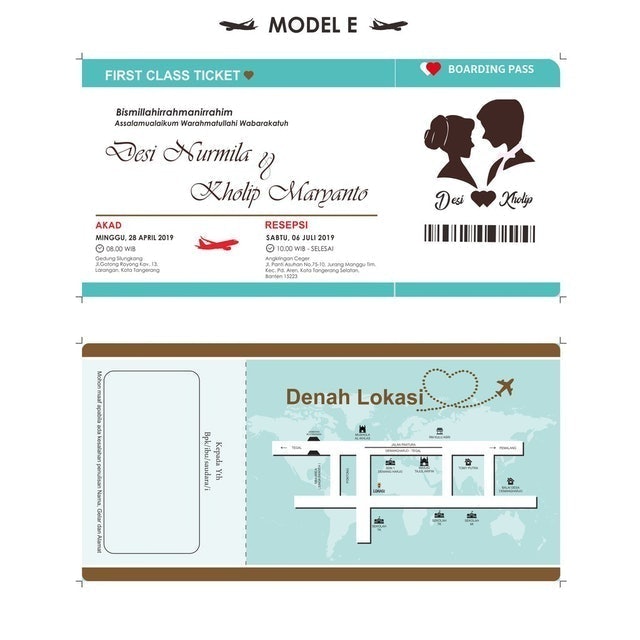 Snada Printing Undangan Pernikahan Tema Boarding Card 2