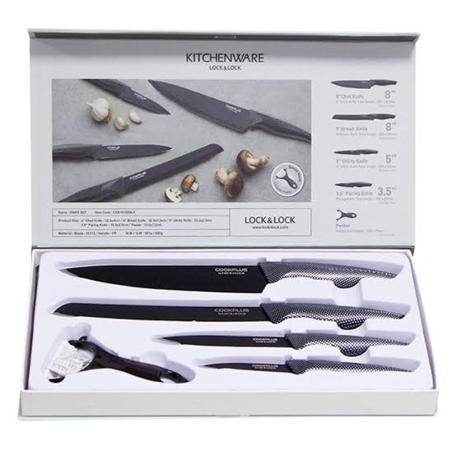 LocknLock Cookplus Knife 5P Set Black CKK102S5MIX