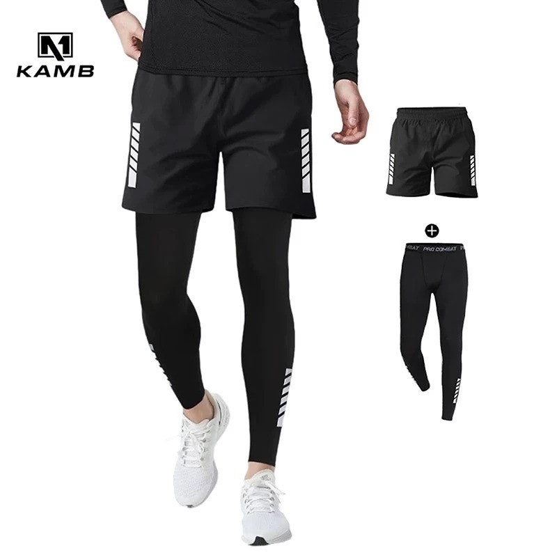 Kamb Men's Long Sport Leggings + Shorts 4