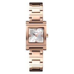 Silver Sunray Dial Rose Gold Stainless Steel Strap