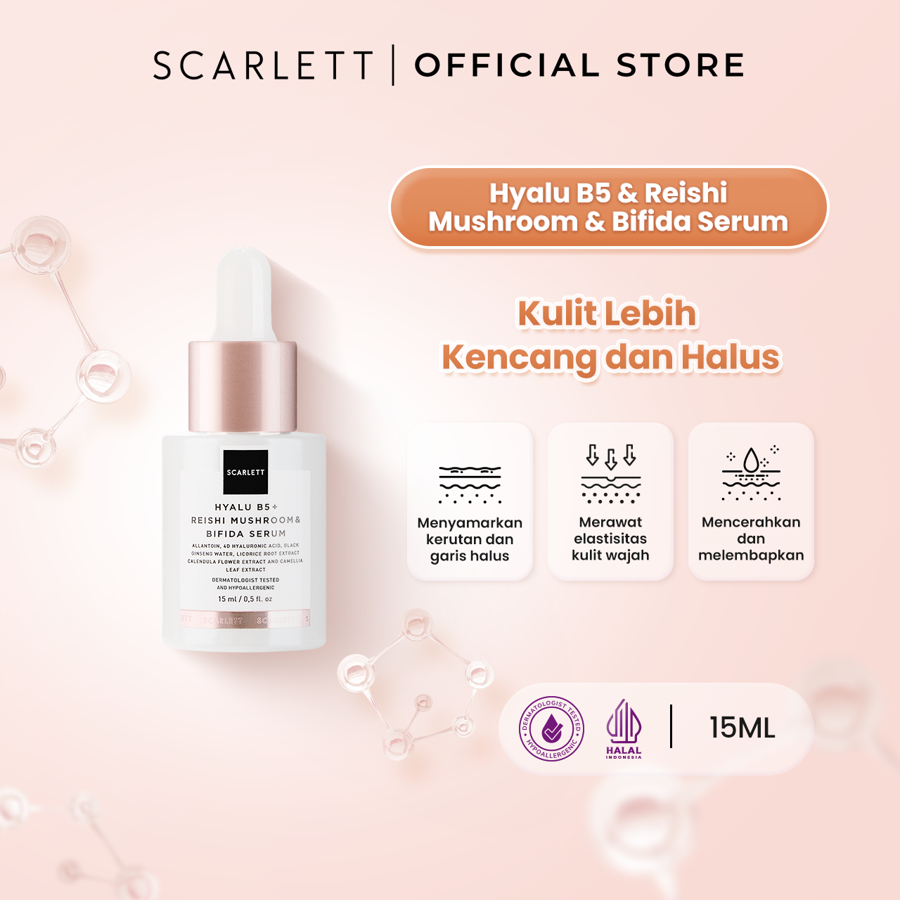 Opto Lingkar Sejahtera Scarlett Whitening Hyalu B5 + Reishi Mushroom & Bifida Serum