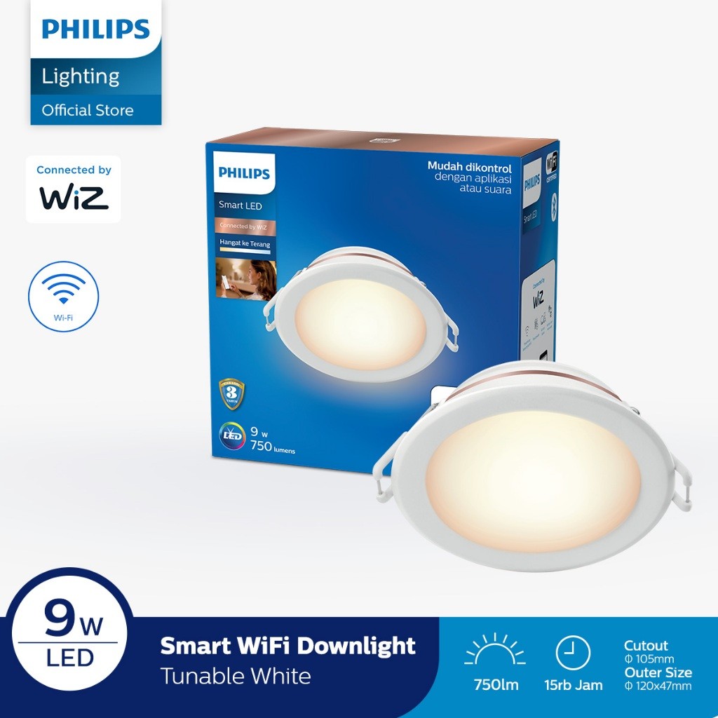 Philips Electronics Nederland B.V. Philips Lampu Smart Wifi LED Downlight 9W Tunable White 
