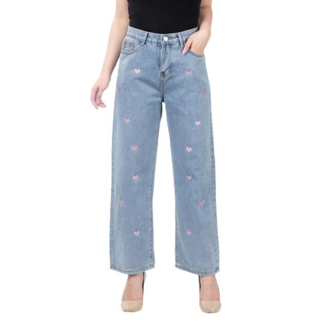 Straight Jeans Bordir Hati 1