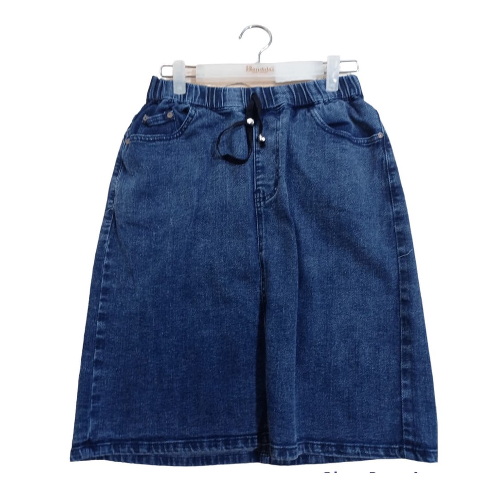 Rok Pendek Jeans Jumbo Wanita Pinggang Karet
