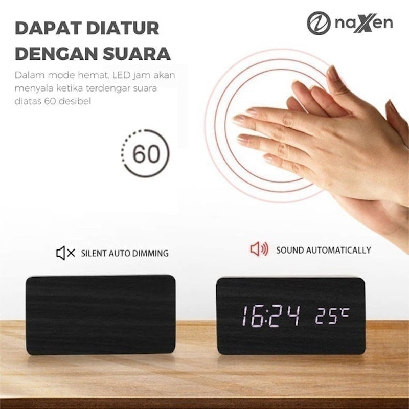 Digital Smart Clock Wood 3