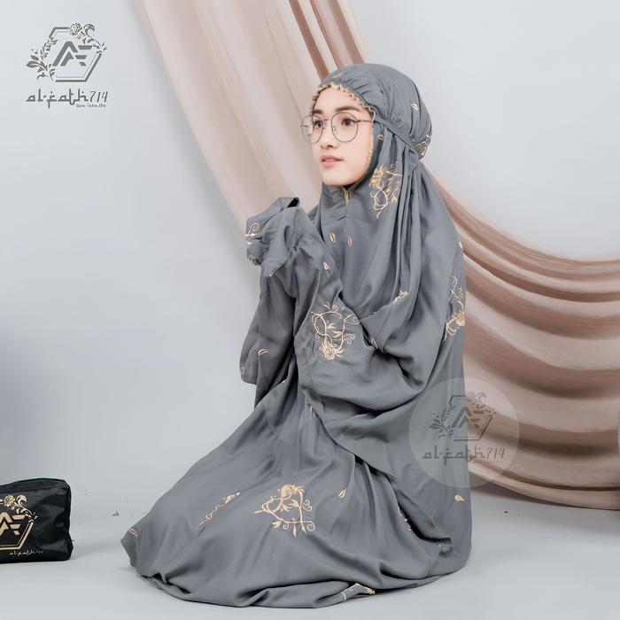  ALFATH714 Mukena Terusan Bordir Bunga Rose Love