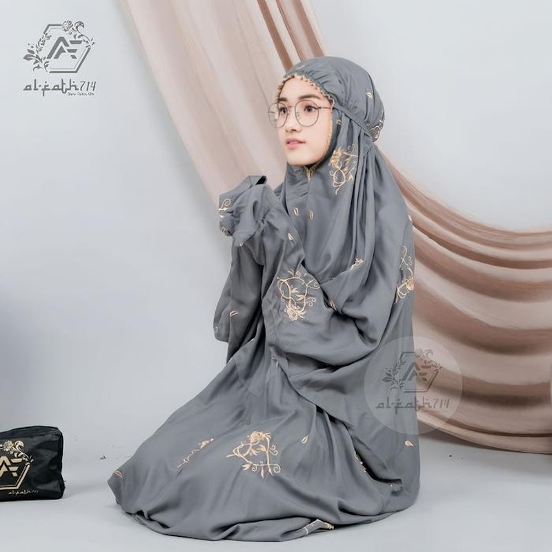 ALFATH714 Mukena Terusan Bordir Bunga Rose Love 2