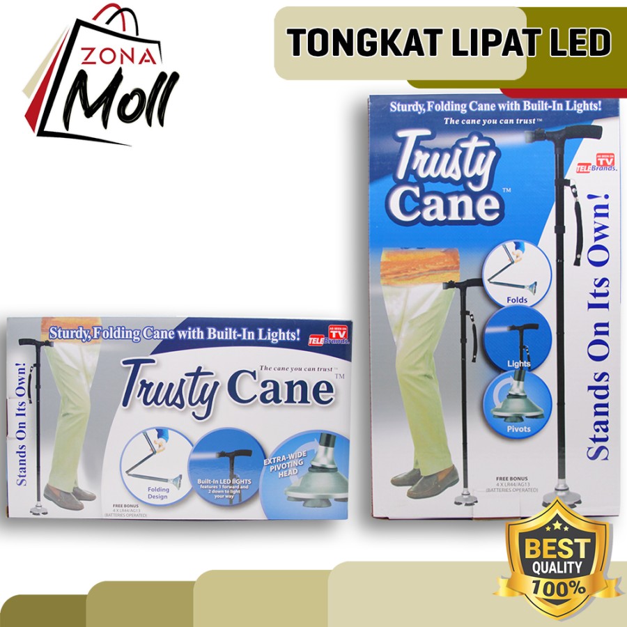 As Seen on TV Trusty Cane Sturdy Folding Cane with Built-In Lights