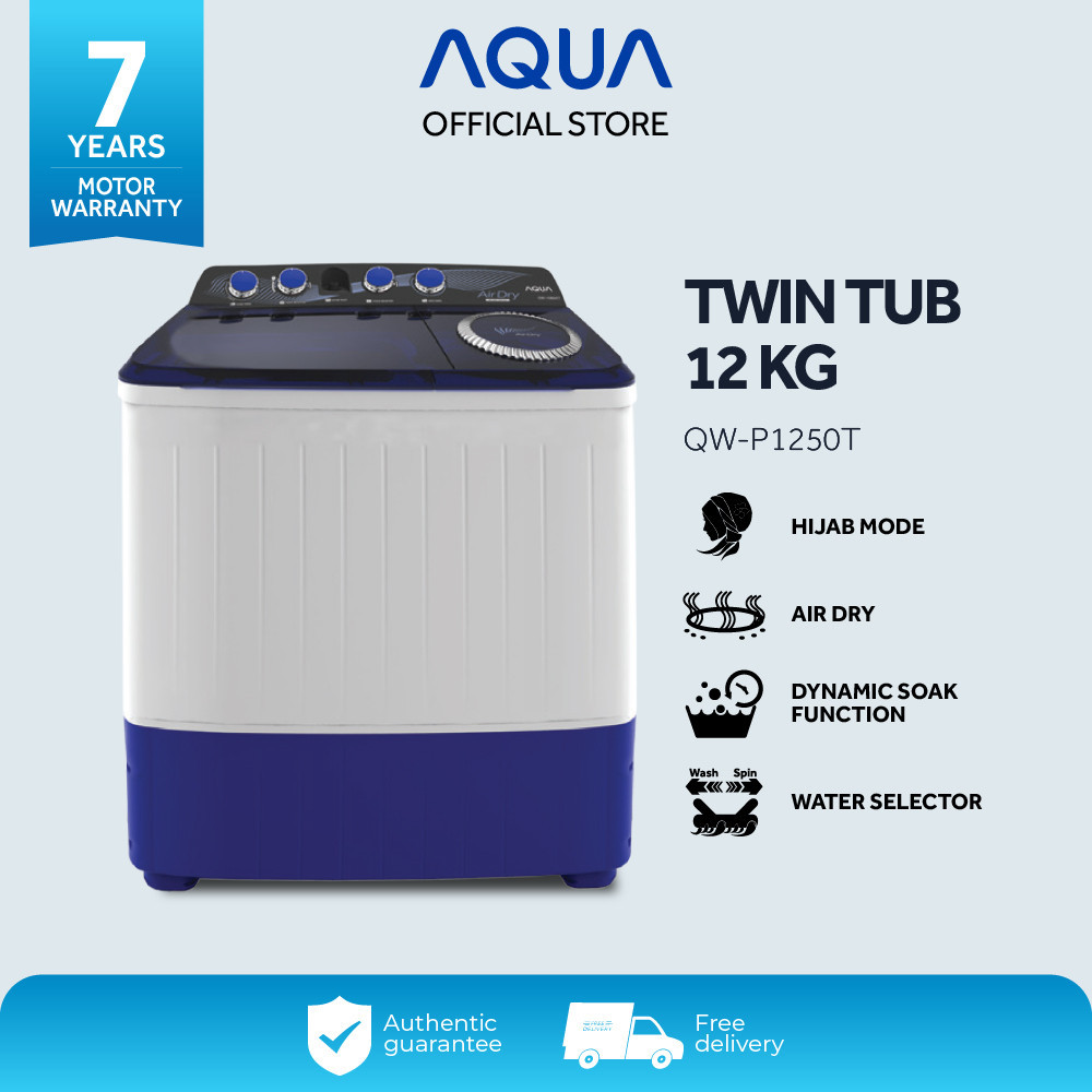 AQUA Japan AQUA Mesin Cuci Twin Tub 12 kg QW-P1250T