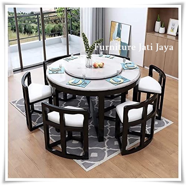  Meja Makan Bundar Putar 6 Kursi