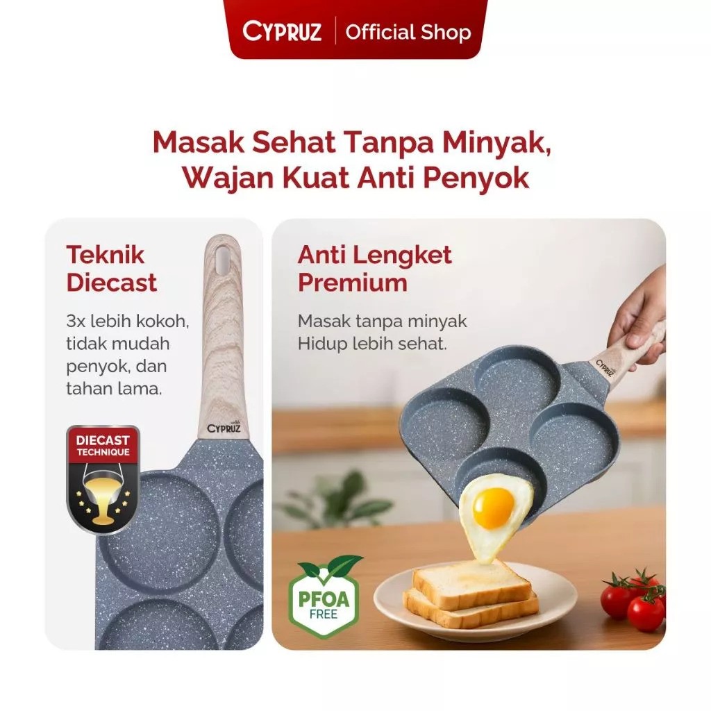 Cypruz Egg Pan Granite Diecast 4 Hole